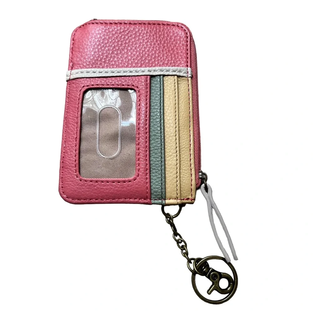 The Sak Leather Key Ring Mini Wallet Pink